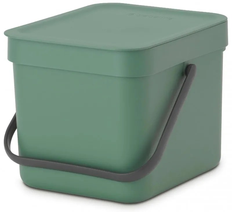 Κάδος χωριστής συλλογής απορριμμάτων Brabantia Sort&Go 1003233, 6 l, Χειρολαβή, Επιτοίχιος, Σκούρο πράσινο