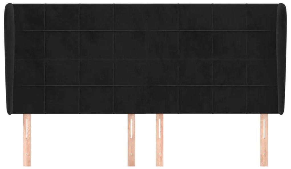 vidaXL Κεφαλάρι με Πτερύγια Μαύρο 183x23x118/128 εκ. Βελούδινο