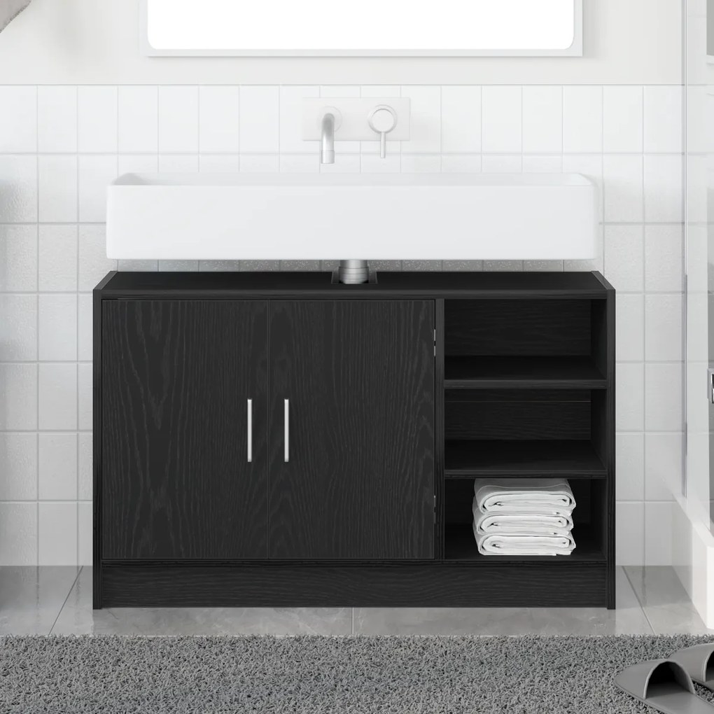 vidaXL ντουλάπι λεκάνης  Μαύρης Δρυς 90x29x55 εκ. Επεξεργασμένο Ξύλο