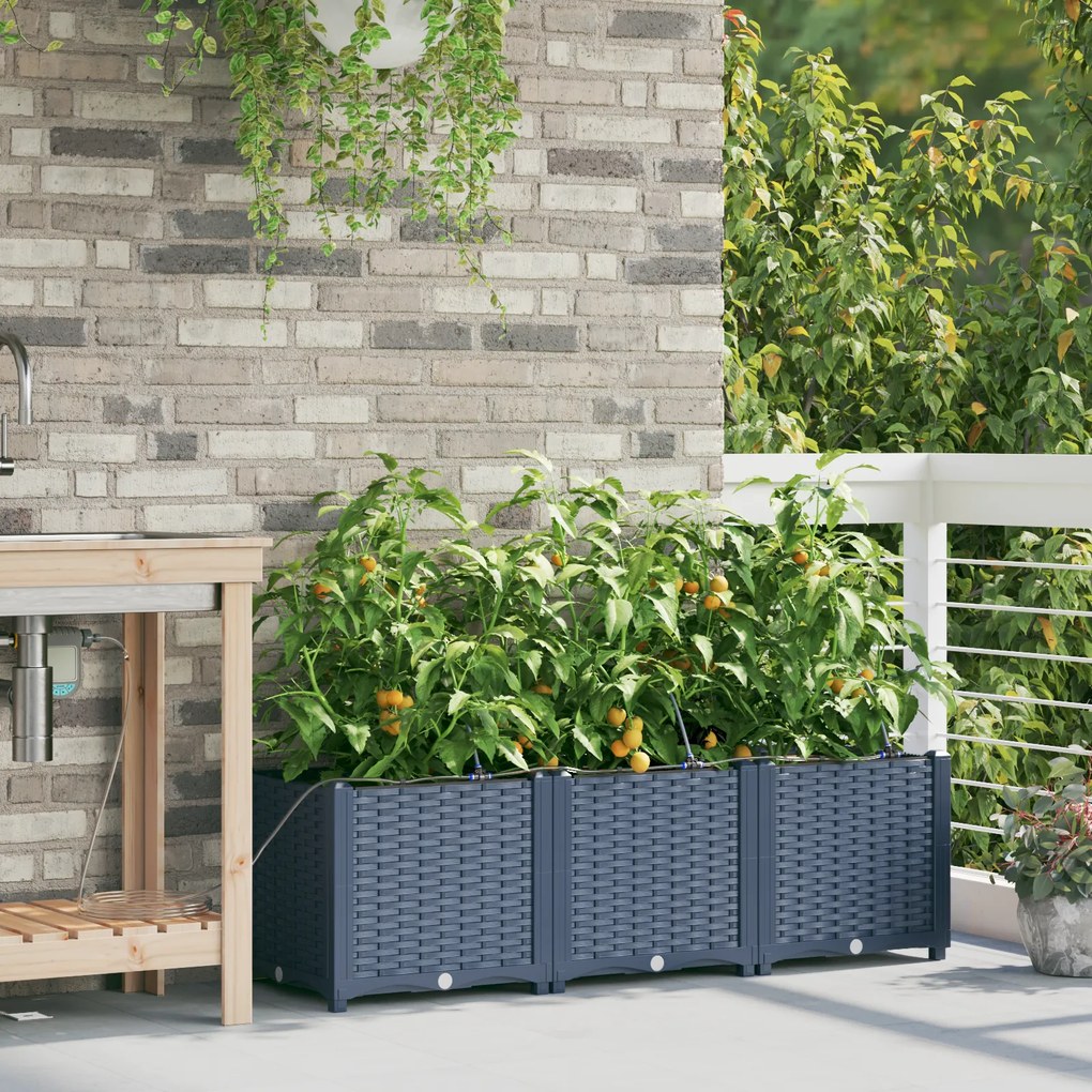 vidaXL Γλάστρες Κήπου 1 τεμ Γκρι 120 x 40 x 37.5 cm Πλαστικό
