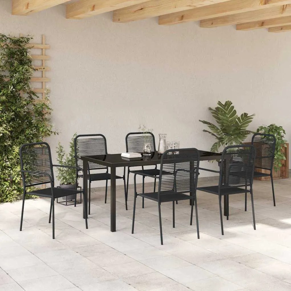 vidaXL Σέτ φαγητού για κήπο 7 pcs Μαύρο