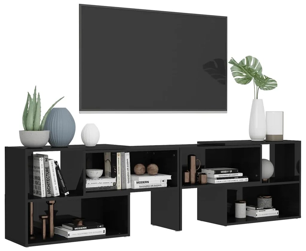vidaXL Έπιπλο Τηλεόρασης Γυαλιστερό Μαύρο 149x30x52 εκ. Επεξ. Ξύλο