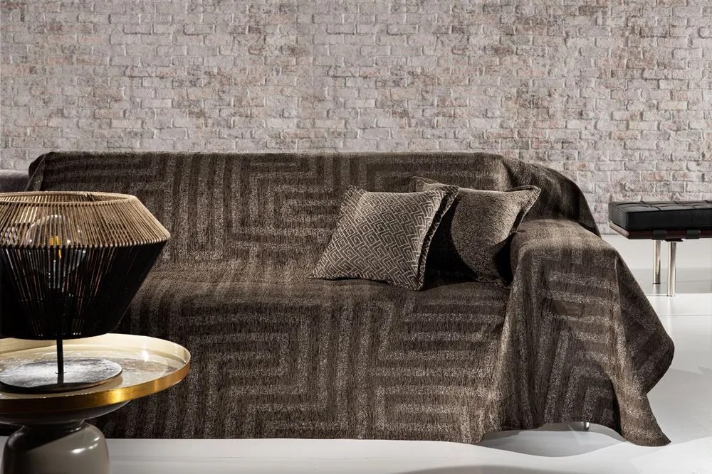 Ριχτάρι Τριθέσιος Polycotton Chenille Aberon Wenge 180x300εκ. Guy Laroche