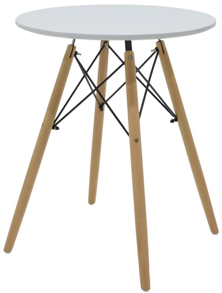 Τραπέζι Julita 271-000022 Φ60x73cm White-Natural-Black