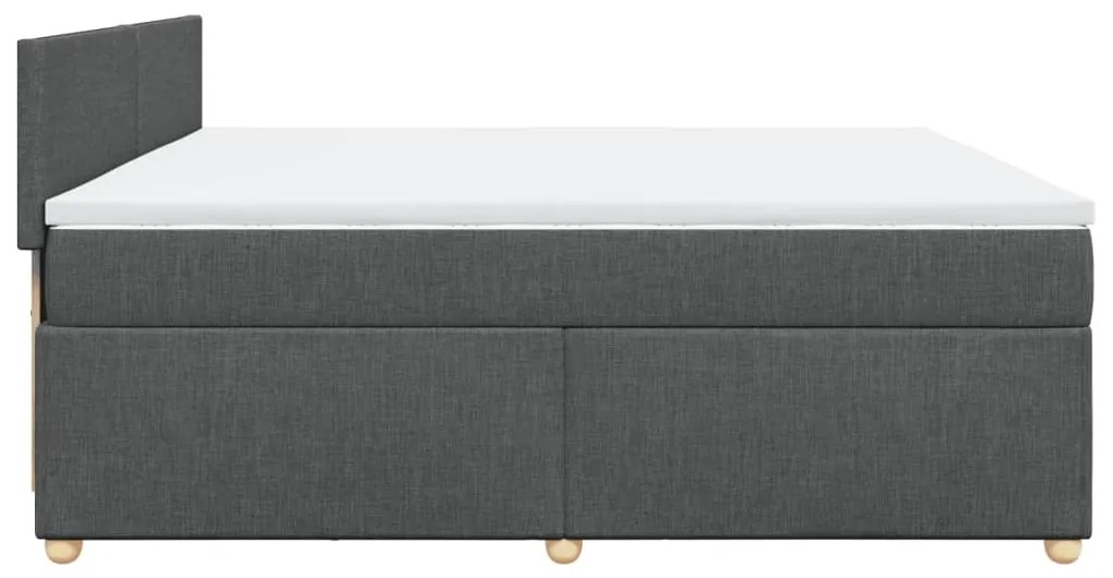vidaXL Κρεβάτι Boxspring με Στρώμα Σκούρο Γκρι 200x200 εκ. Υφασμάτινο