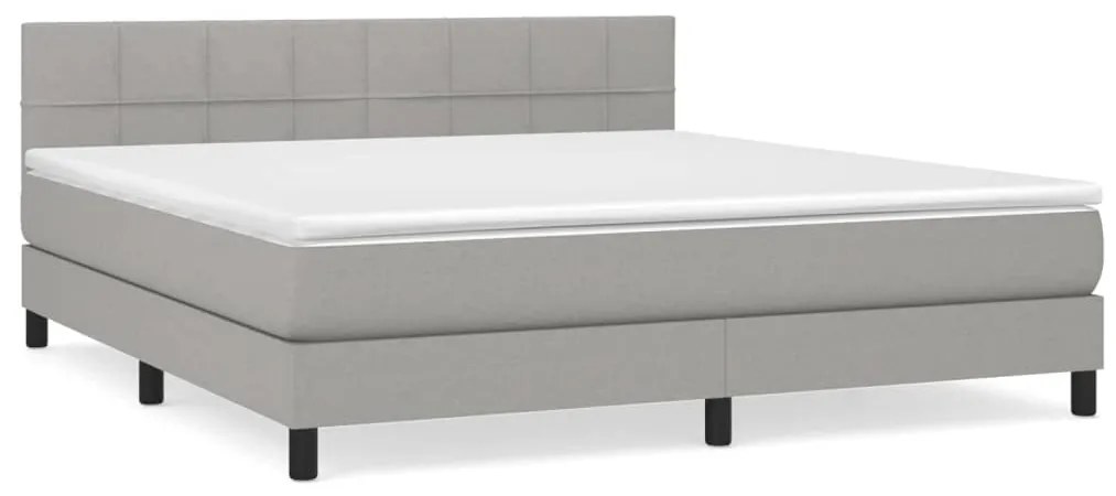 vidaXL Κρεβάτι Boxspring με Στρώμα Ανοιχτό Γκρι 180x200 εκ. Υφασμάτινο