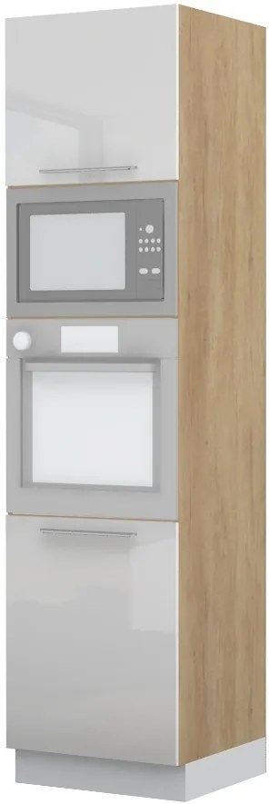Επιδαπέδιο ντουλάπι φούρνου ψηλό Raval K23-60-RM-Δρυς - Λευκό γυαλιστερό - 60.00Χ60.00Χ235.00cm