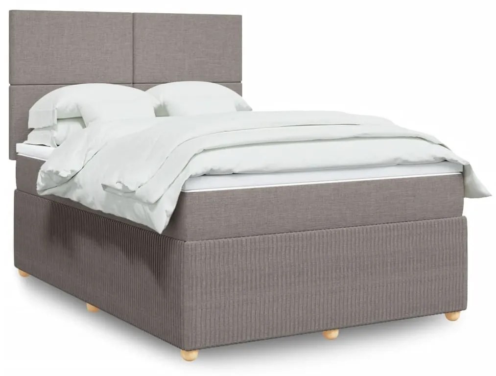 Κρεβάτι Boxspring με Στρώμα Taupe 140x190 εκ. Υφασμάτινο - Μπεζ-Γκρι