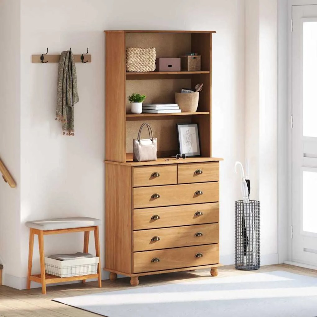 vidaXL Κλουβί με συρτάρι Καφέ 91 x 40 x 200.5 εκ Μασίφ ξύλο πεύκου