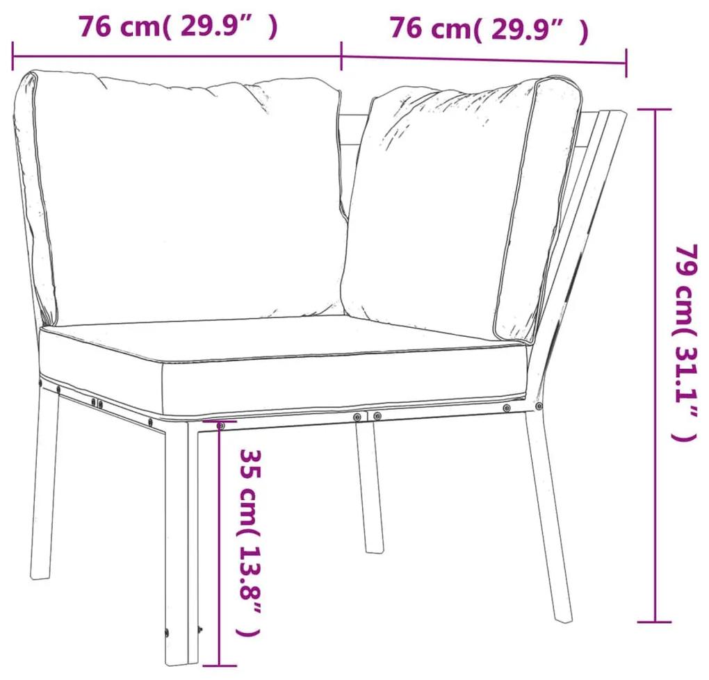 Καρέκλα Κήπου 76 x 76 x 79 εκ. Ατσάλινη με Γκρι Μαξιλάρια - Μαύρο