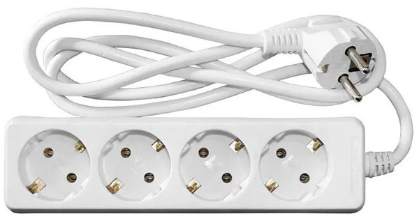 Adeleq Πολύπριζο Με Καλώδιο 3x1mm2 1.5m 4 Σούκο Λευκό 15-311540