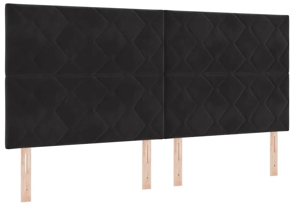 vidaXL Κρεβάτι με ελατήρια με στρώμα Μαύρο 200 x 200 cm Βελούδο