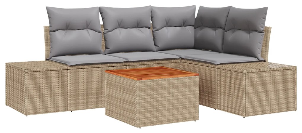 vidaXL Σαλονάκι Κήπου 5 pcs Beige, ανοιχτό γκρι 55 x 55 x 37 εκ