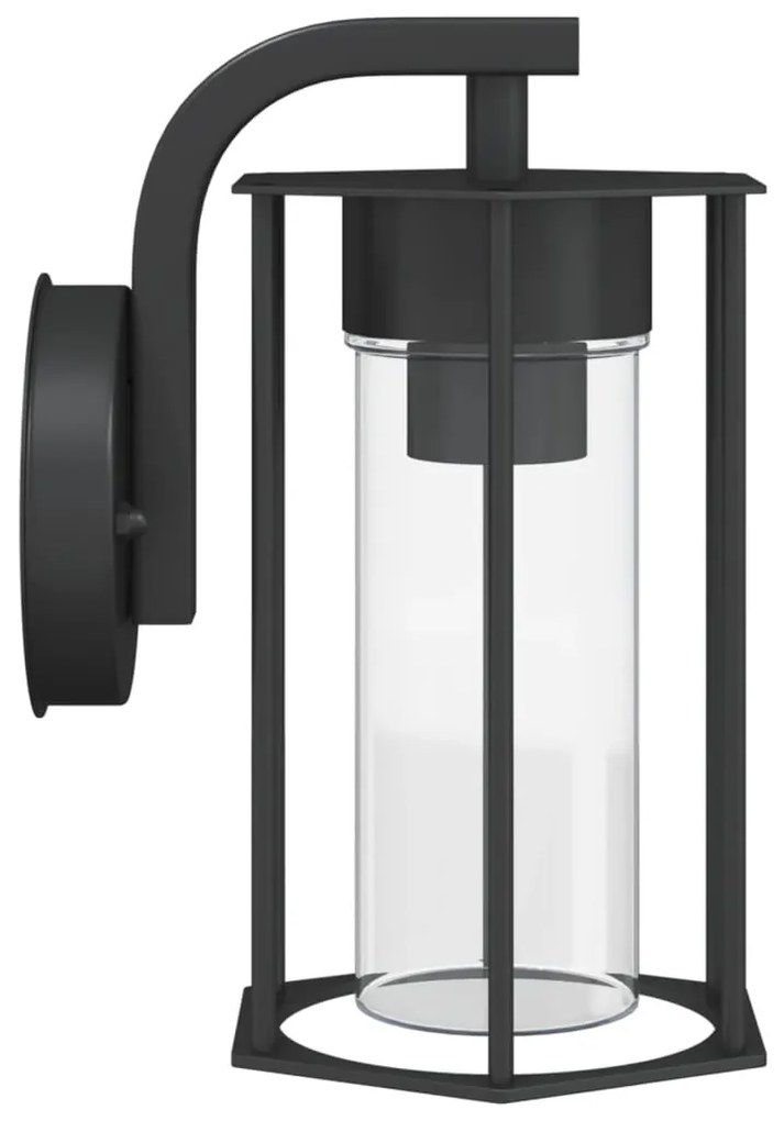 vidaXL Φωτιστικό Τοίχου Εξωτερικού Χώρου Μαύρο από Ανοξείδωτο Ατσάλι