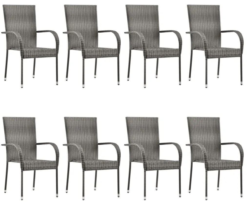 vidaXL Σετ Τραπεζαρίας Κήπου 9 Τεμαχίων Γκρι Από Συνθετικό Ρατάν