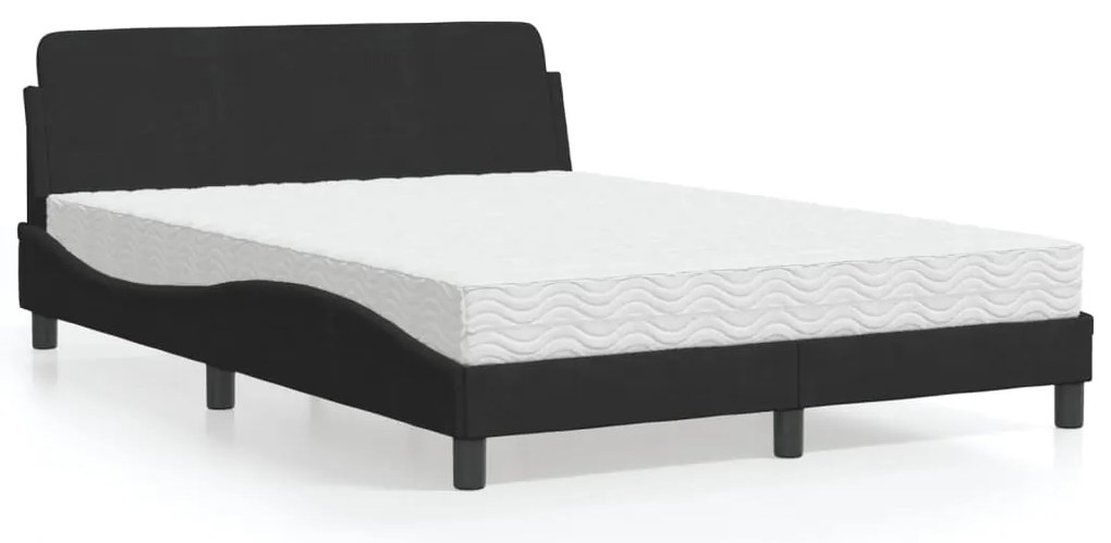 vidaXL Κρεβάτι με Στρώμα Μαύρο 140x200 εκ. Βελούδινο
