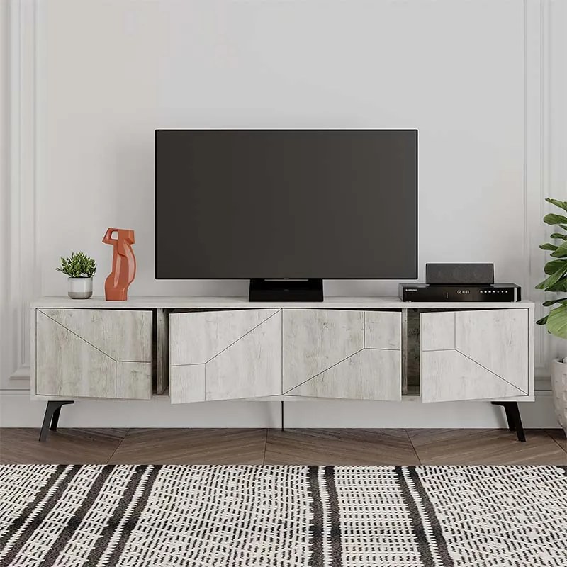 Έπιπλο τηλεόρασης Dune Megapap χρώμα λευκό αντικέ 180x29,6x50εκ.