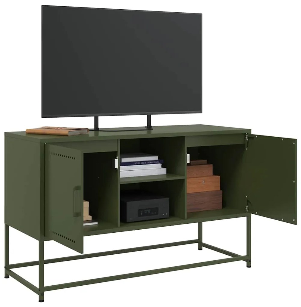 vidaXL Έπιπλο Τηλεόρασης Πράσινο Λαδί 100,5x39x60,5 εκ. από Ατσάλι