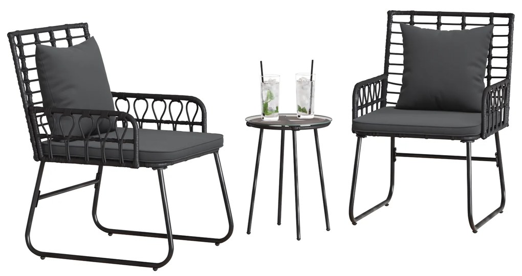 vidaXL Σέτ φαγητού για κήπο 3 pcs Μαύρο, Ανθρακί 35 x 35 x 45 εκ