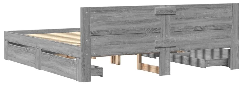 vidaXL Πλαίσιο Κρεβατιού με Κεφαλάρι Γκρι Sonoma 180x200εκ. Επεξ. Ξύλο