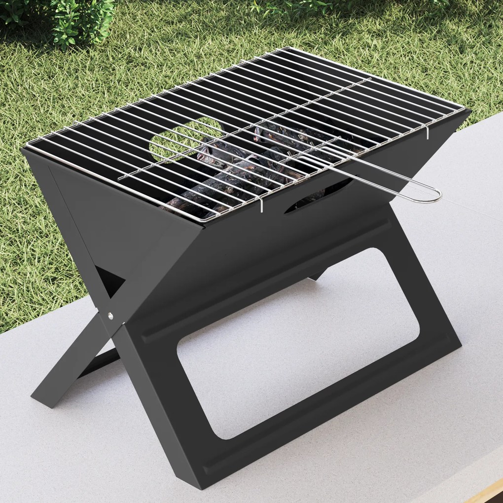 vidaXL Γκριλ BBQ Κάρβουνου - Αναδιπλούμενο, Μαύρο, 46x30x31 εκ, Κατασκευασμένο από Ατσάλι