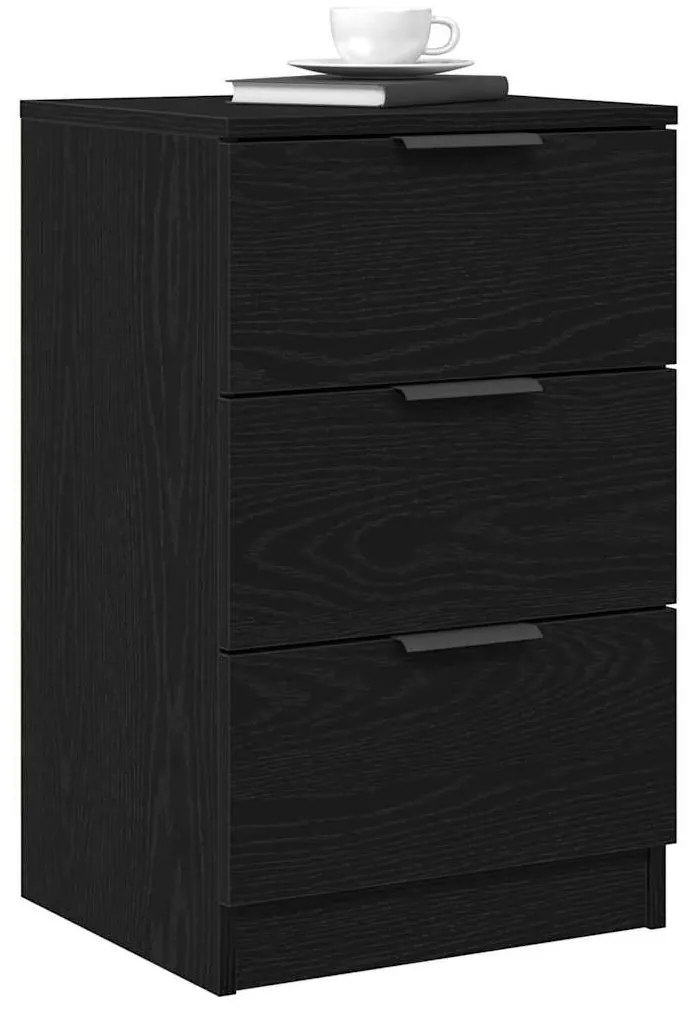 vidaXL Κομοδίνο 2 pcs Μαύρη Οξυά 40 x 65 x 65 εκ. Επεξεργασμένο ξύλο