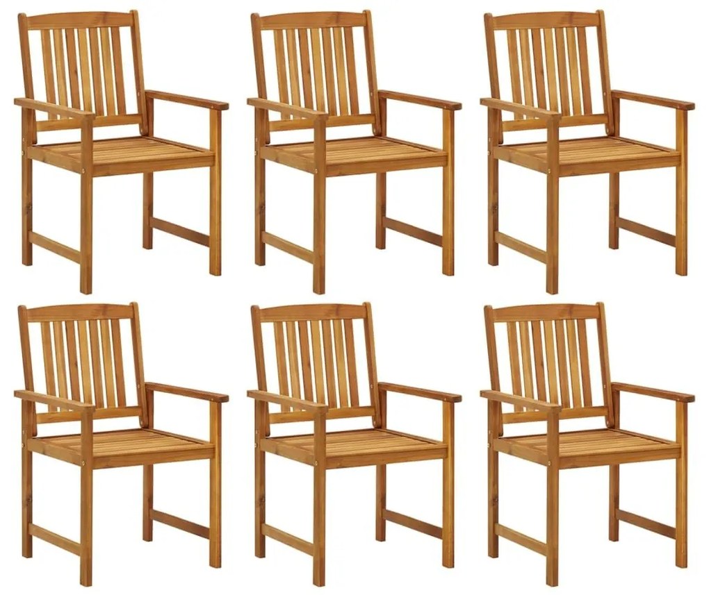 Καρέκλες Κήπου 6 Τεμαχίων από Μασίφ Ξύλο Ακακίας με Μαξιλάρια - Ανθρακί
