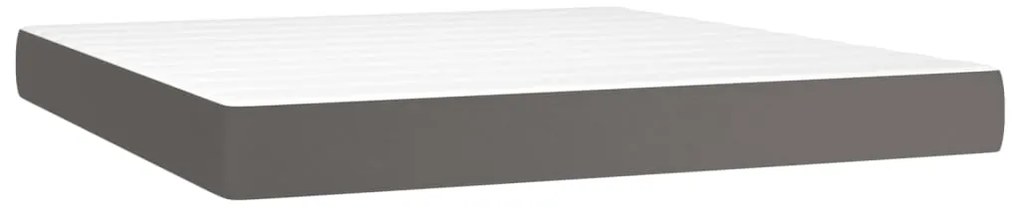 vidaXL Κρεβάτι Boxspring με Στρώμα Γκρι 180x200 εκ. Συνθετικό Δέρμα