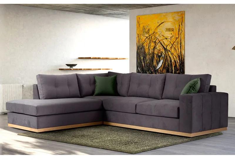 Γωνιακός καναπές δεξιά γωνία Boston pakoworld ύφασμα ανθρακί-κυπαρισσί 280x225x90εκ - Ύφασμα - 168-000004