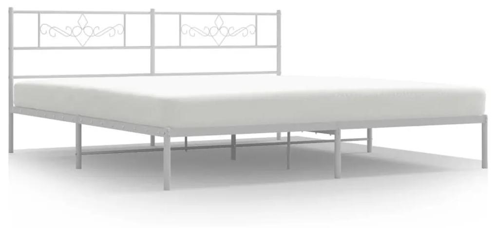 Πλαίσιο Κρεβατιού με Κεφαλάρι Λευκό 200 x 200 εκ. Μεταλλικό - Λευκό