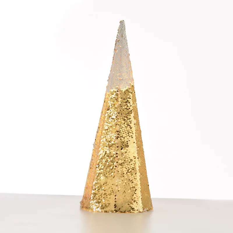 "CHAMPAGNE GOLD &amp; WHITE SEQUIN CONE TREE" 35 WW LED ΛΑΜΠ. ΜΠΑΤ. 3ΧΑΑ,IP20 Φ27.5X90CM ACA X1135118