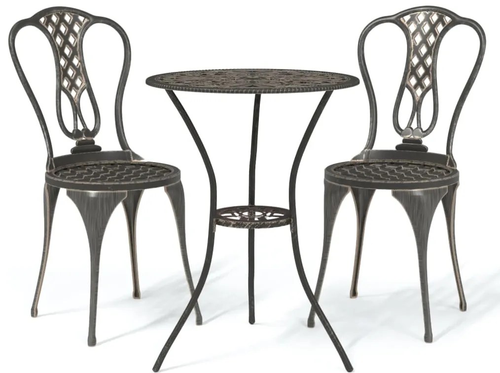 vidaXL Σετ Επίπλων Bistro 3 Τεμαχίων Μπρονζέ από Χυτό Αλουμίνιο