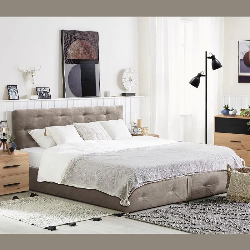 Επενδυμένο Κρεβάτι Libert Fylliana με Πάτωμα Μπέζ 160x200 εκ. 170x220x110 εκ.