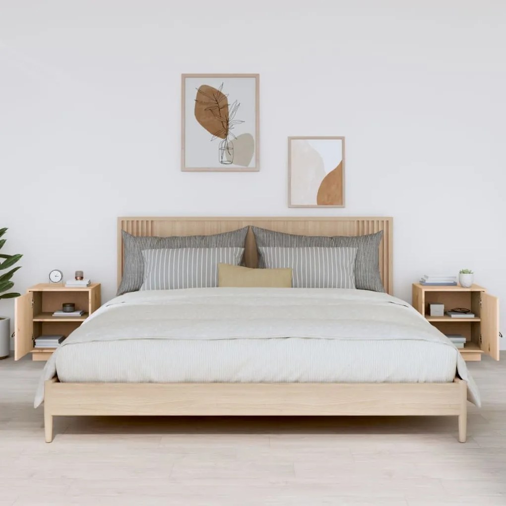 vidaXL Κομοδίνα 2 τεμ. 40 x 34 x 45 εκ. από Μασίφ Ξύλο Πεύκου