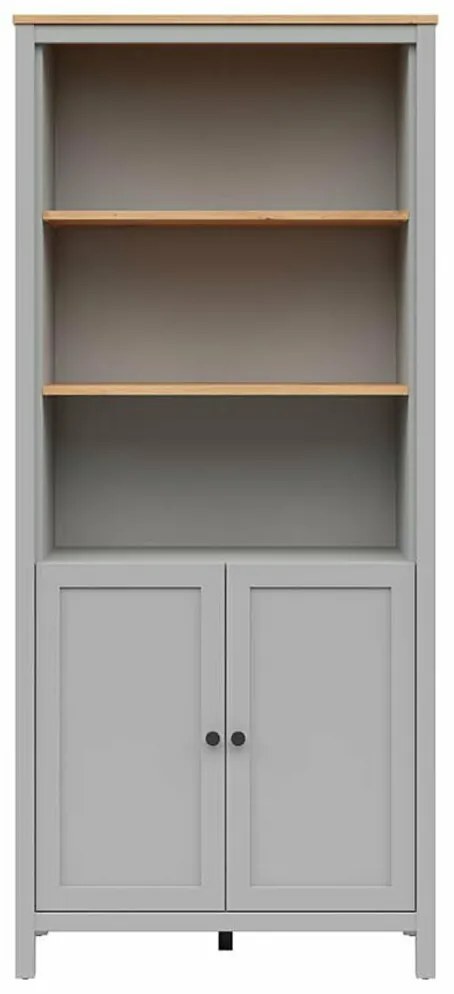 Βιβλιοθήκη Boston DZ101, Κλειστό, Με πόρτες, Ανοιχτό, Πλαστικοποιημένη μοριοσανίδα, 203x90x41cm, 57 kg, Ανοιχτό χρώμα ξύλου, Γκρι | Epipla1.gr