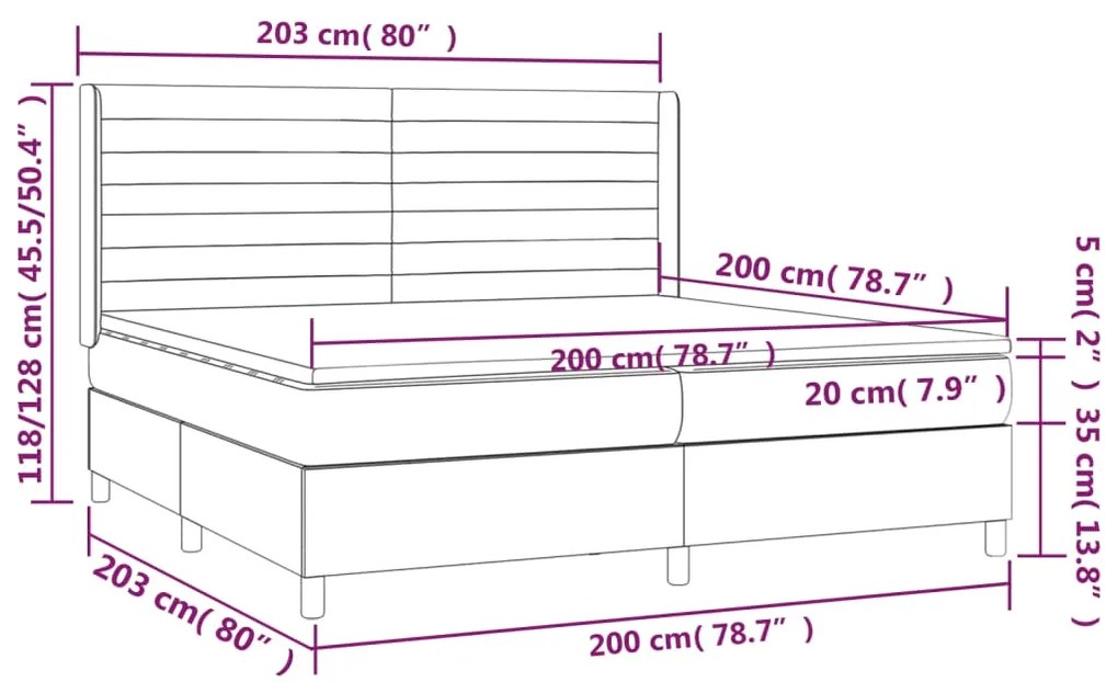vidaXL Κρεβάτι Boxspring με Στρώμα Ανοιχτό Γκρι 200x200 εκ. Υφασμάτινο