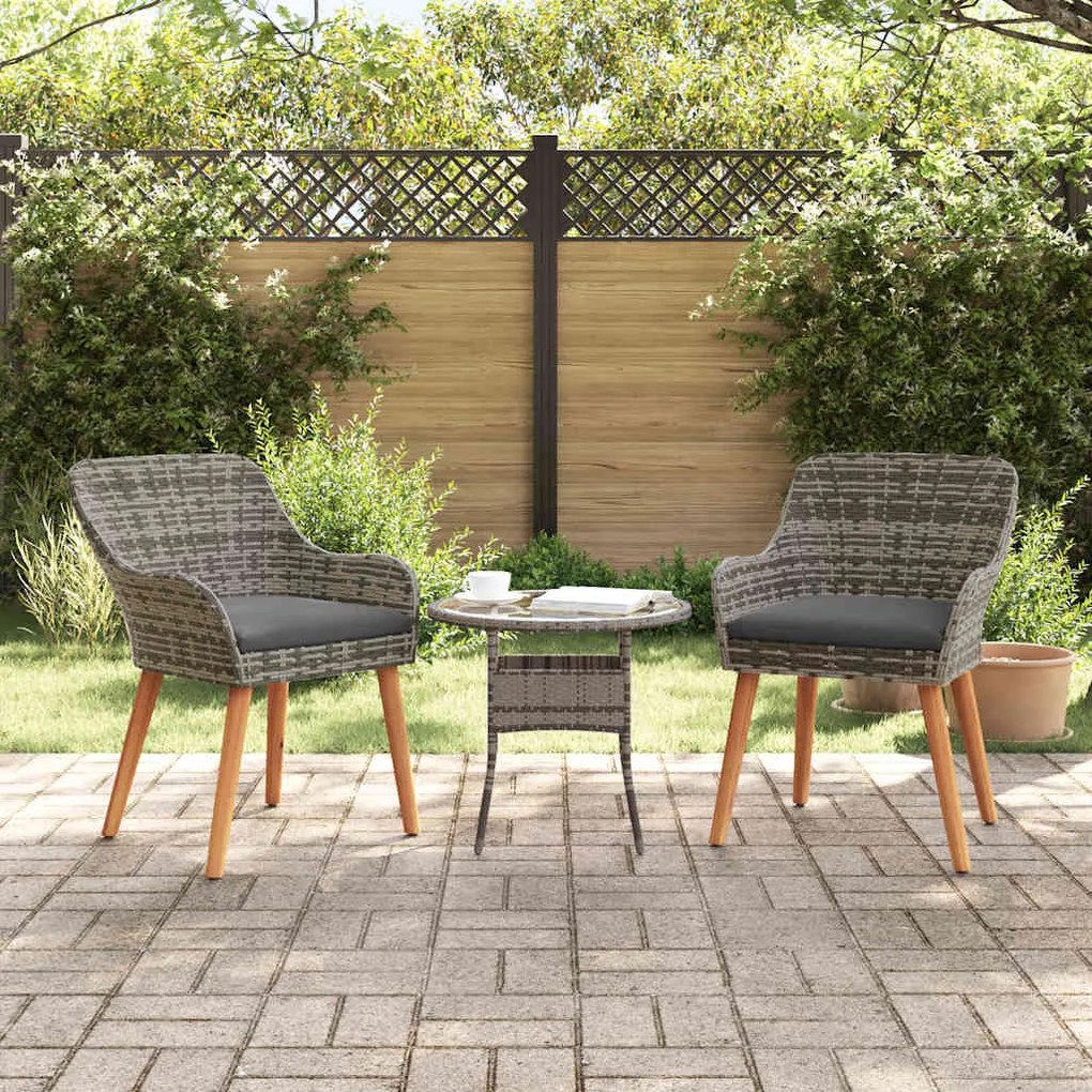 vidaXL Καρέκλα Κήπου 2 pcs Γκρι 55 x 62.5 x 82 εκ. συνθετικό ρατάν