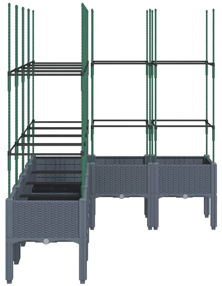 vidaXL Ζαρντινιέρα Κήπου με Καφασωτό Γκρι 160x120x142,5 εκ. από PP