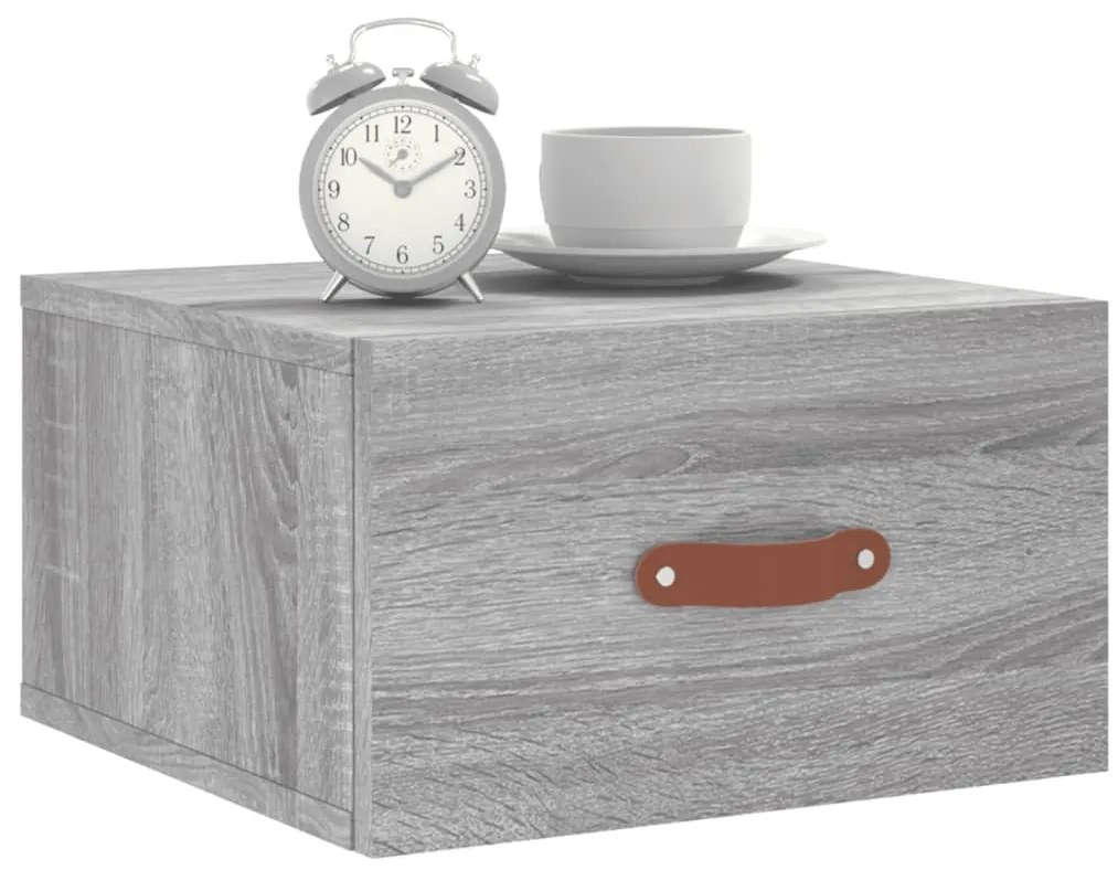 vidaXL Κομοδίνα Επιτοίχια Γκρι Sonoma 35 x 35 x 20 εκ.