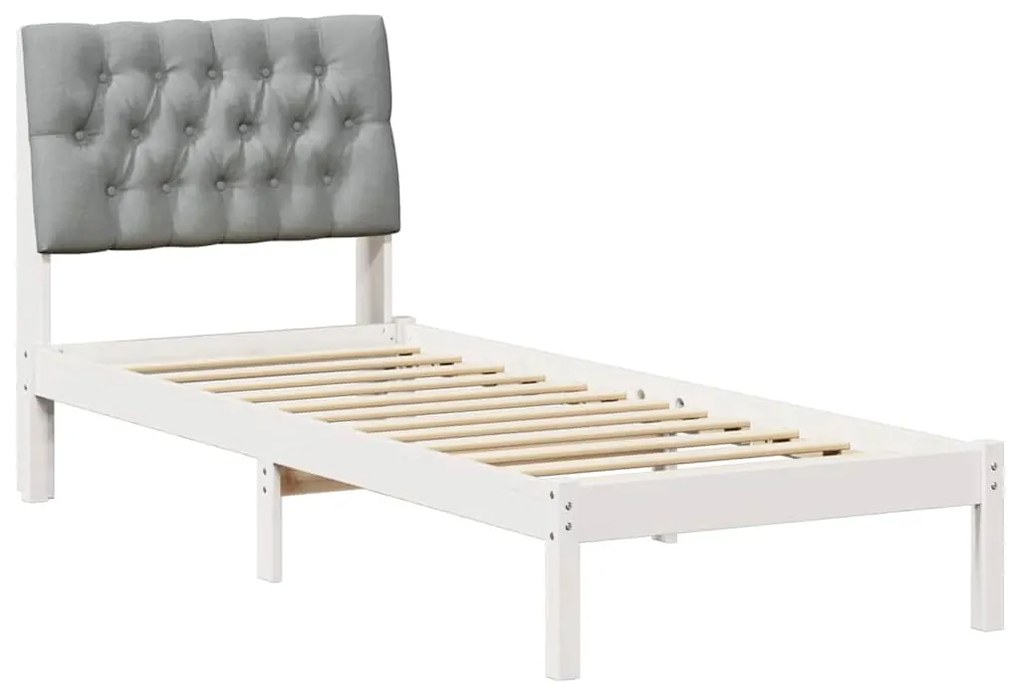 vidaXL Σκελετός Κρεβατιού με Επενδεδυμένο Κεφαλάρι Λευκό 75 x 190 cm