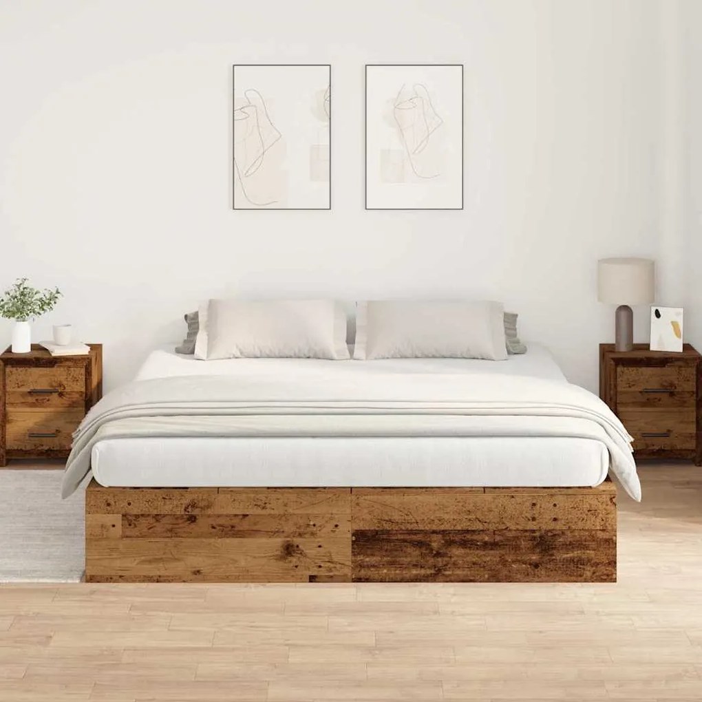 vidaXL Σκελετός Κρεβατιού Παλαιό ξύλο 200 x 200 x 31.5 εκ.