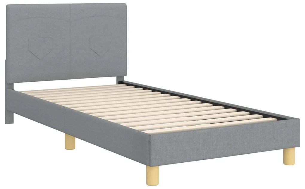 vidaXL Κρεβάτι Παιδικής Κρεβατοκάμαρας με Κεφαλάκι Ανοιχτό γκρι ύφασμα