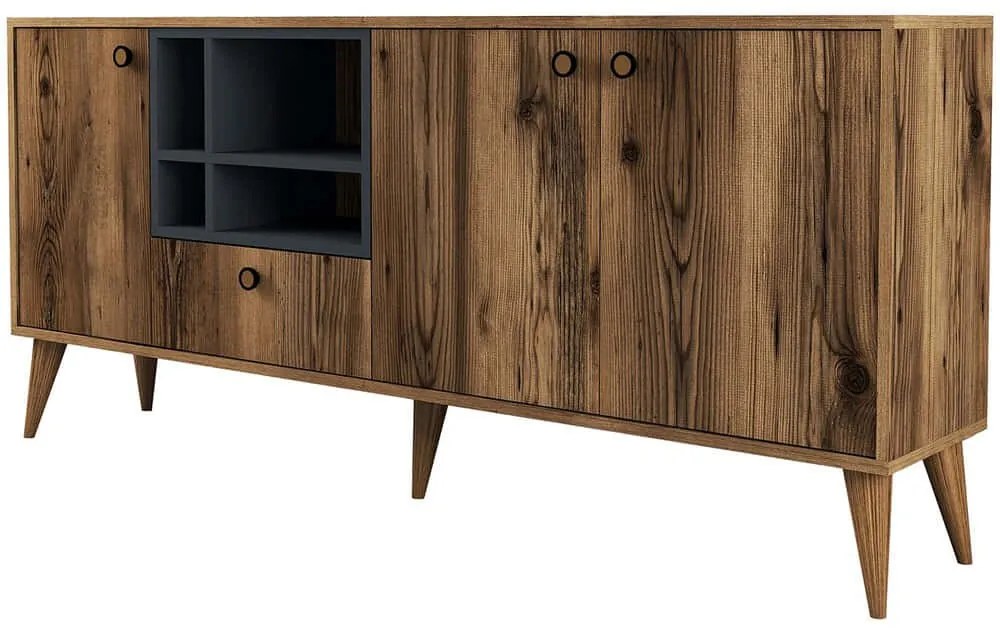 Μπουφές Napoli 845HCT5336 180x35x81cm Walnut Πλαστικό,Μοριοσανίδα