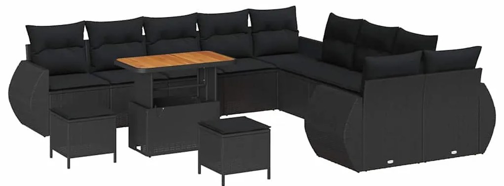 vidaXL Σετ Καναπέ Κήπου 13 pcs Μαύρο συνθετικό ρατάν