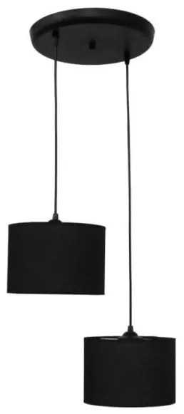 Κρεμαστό Φωτιστικό Οροφής Ύφασμα PENDEL 2L Heronia-14-0146-Μαύρο 14-0146