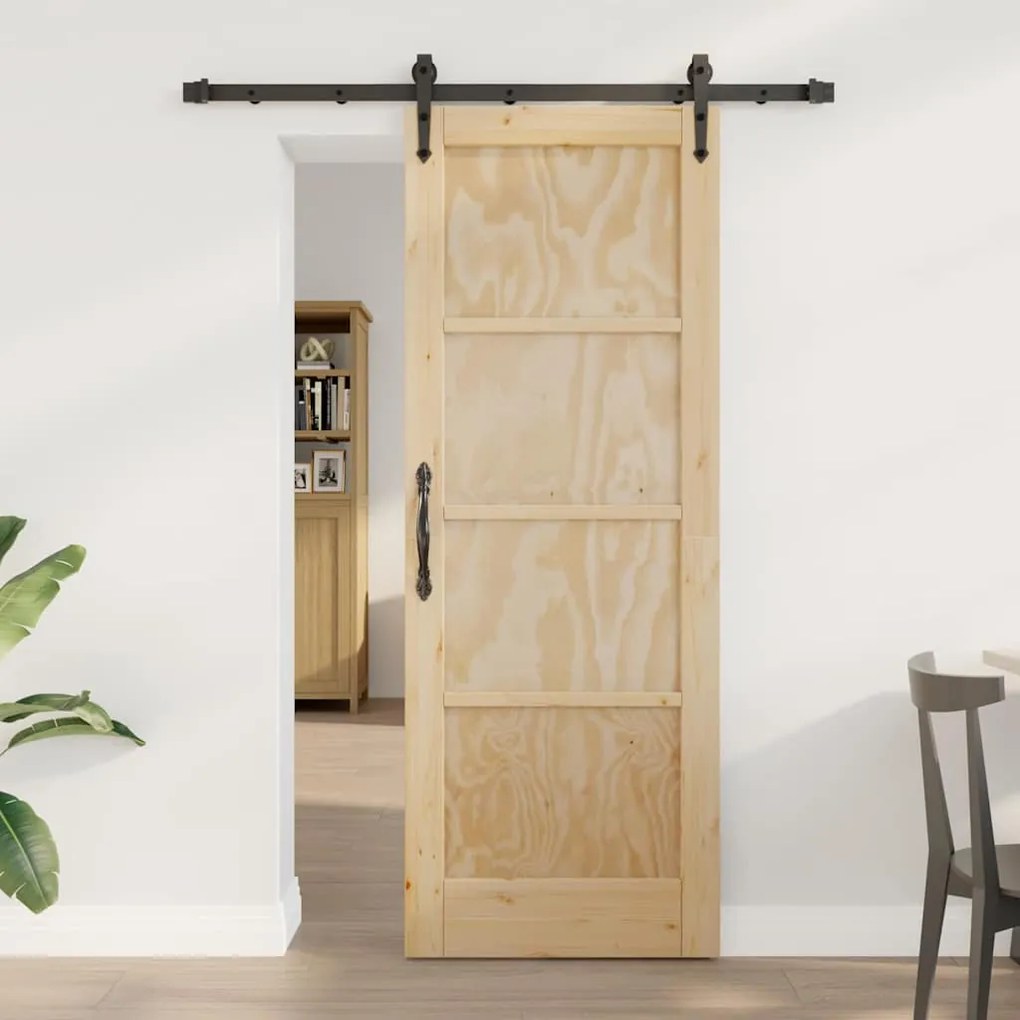 vidaXL Συρόμενη Πόρτα Καφέ 73.5 x 198.5 εκ. Μασίφ ξύλο πεύκου