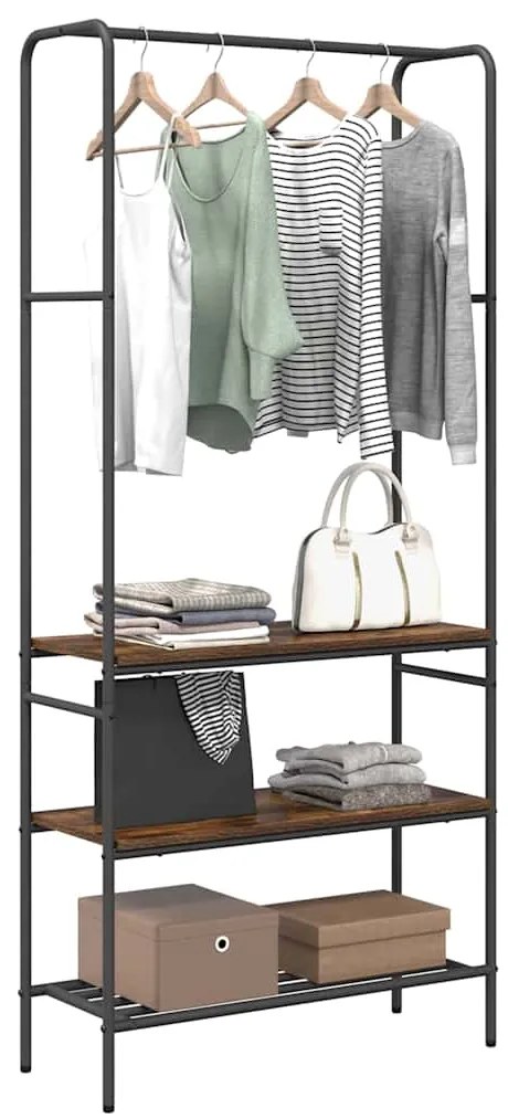 vidaXL Ράφι Ρούχων Καπνιστό Δρύς 77 x 30 x 171 εκ Επεξεργασμένο ξύλο