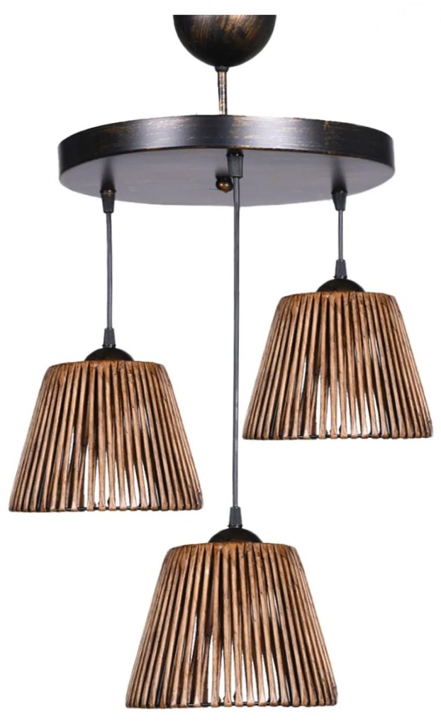 Φωτιστικό οροφής Κρεμαστό C7481 Τρίφωτο Μπρονζέ 20x16x90Υεκ. 20x16x90 εκ.