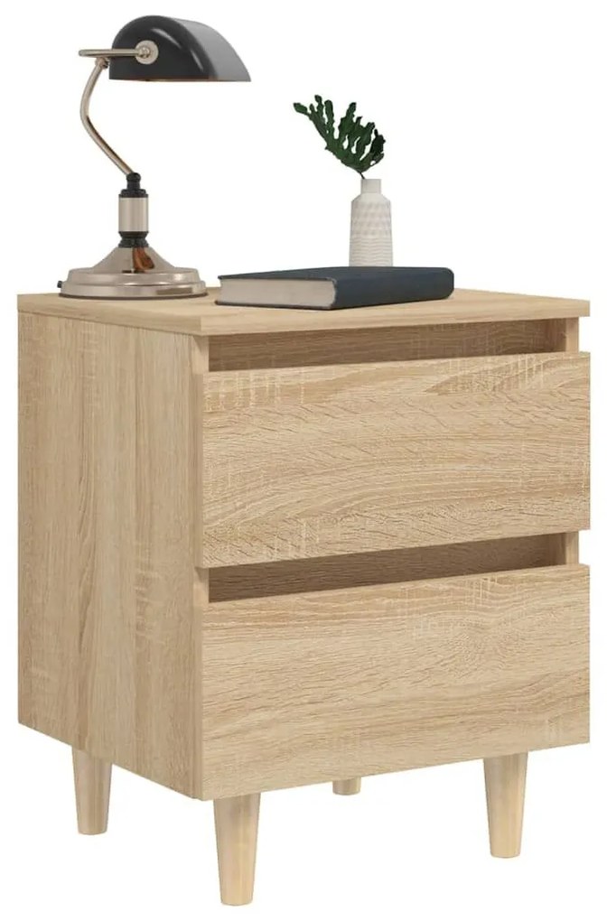 Κομοδίνα 2 τεμ. Sonoma Δρυς 40x35x50εκ. Πόδια από Ξύλο Πεύκου - Καφέ