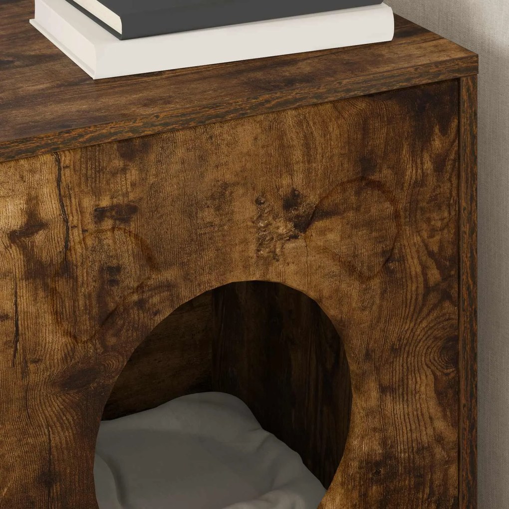 vidaXL Σπίτι Γάτας Καπνιστό Δρύς 42,5 x 40 x 53 εκ Επεξεργασμένο ξύλο